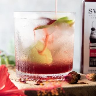 Summer Berries Mocktail: rosewater, kaffir lime and lemon zest