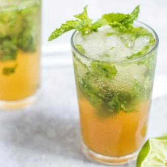 G, Tea and Lychee: a gin and green tea highball