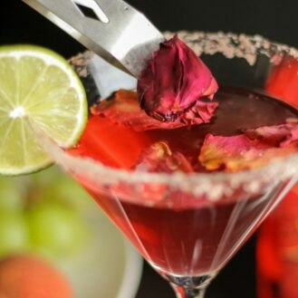 Hibiscus Martini: a tart vodka cocktail with orange liqueur