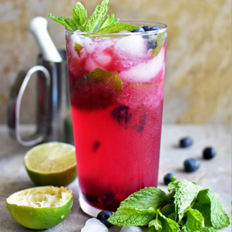 Mixed Berry Lemonade: 3 ingredients over crushed ice